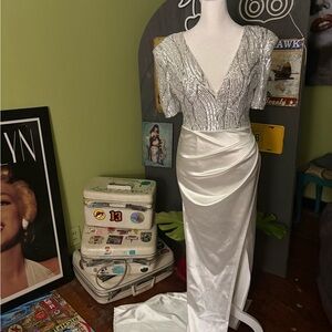 Route 66 Silver and White Wedding Dress